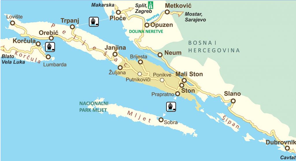 Map Of Peljesac And Surroundings   Map Peljesac11 1024x557 